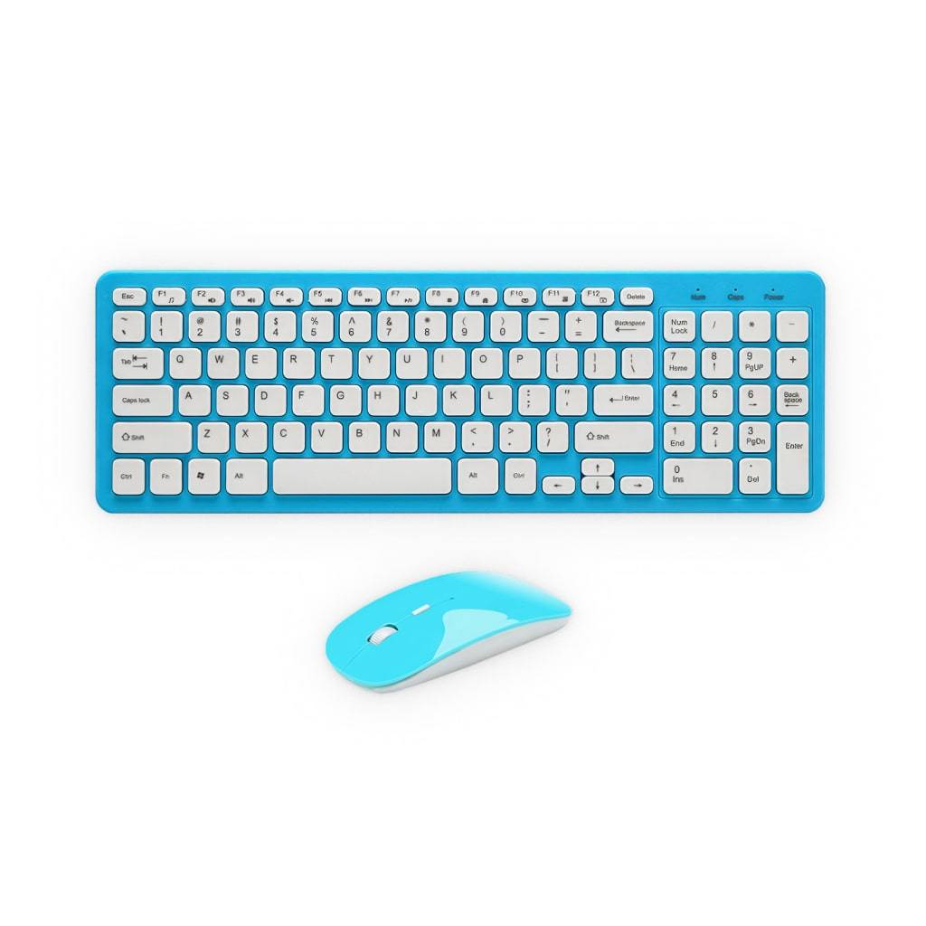 Blue Wireless Keyboard & Mouse Blue Wireless Keyboard & Mouse
