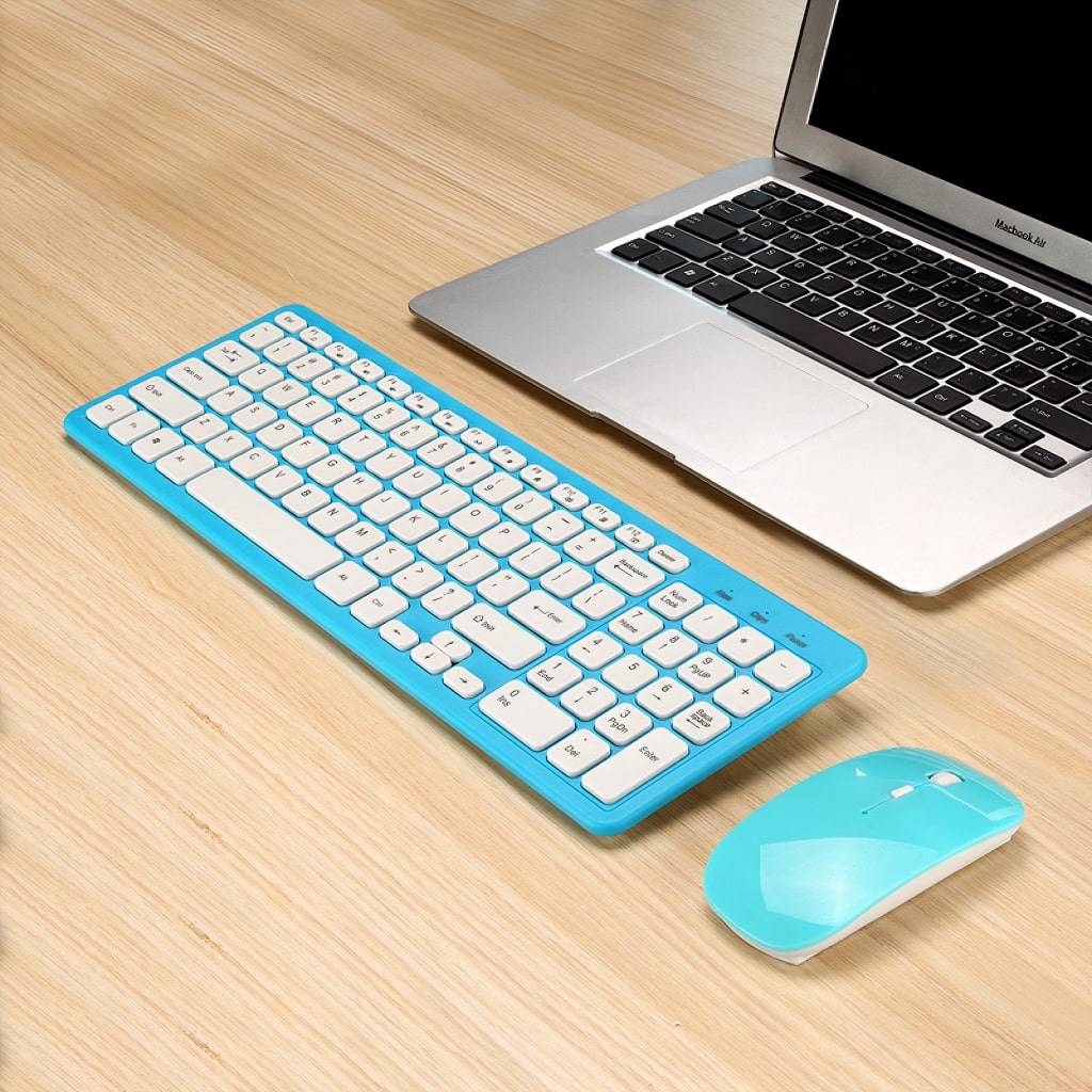 Blue Wireless Keyboard & Mouse Blue Wireless Keyboard & Mouse