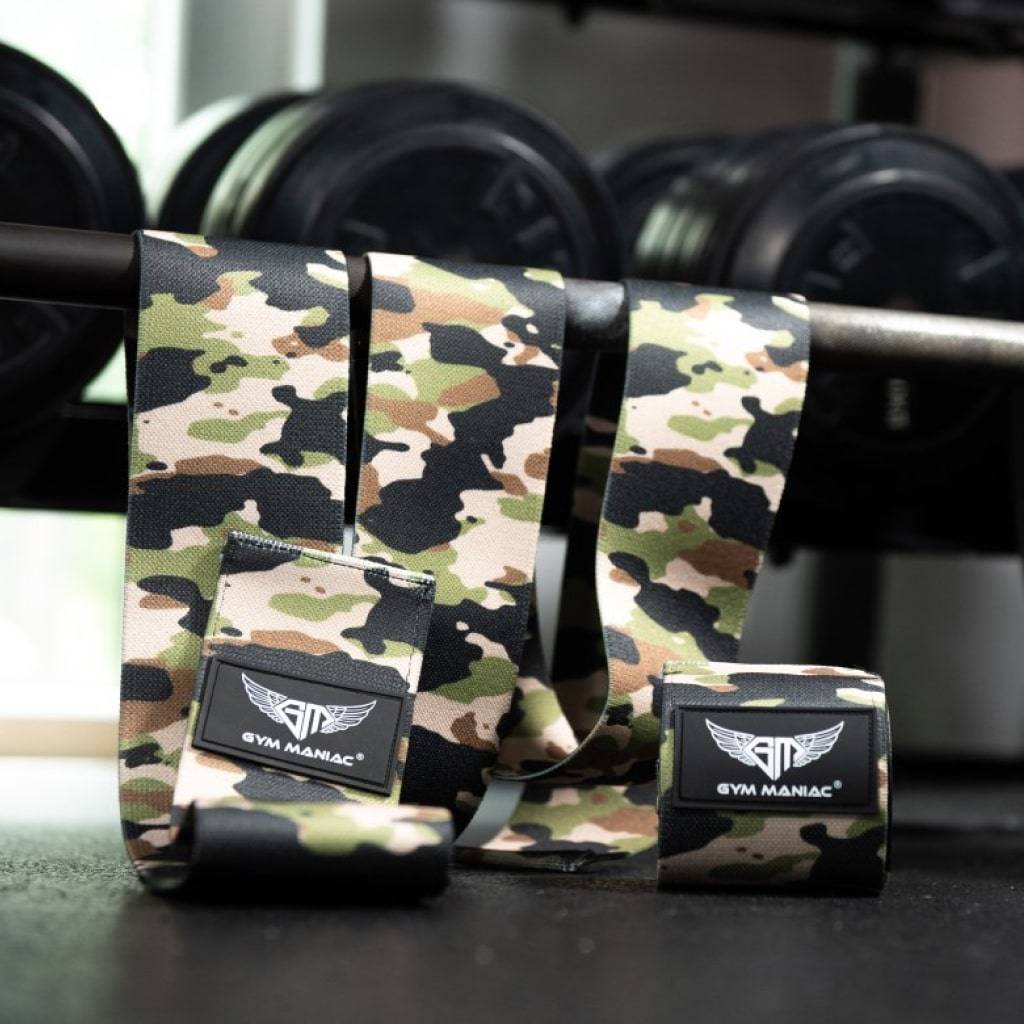 Gym Maniac Brown Camo GM Support Compression Knee Wraps Gym Maniac Brown Camo GM Support Compression Knee Wraps