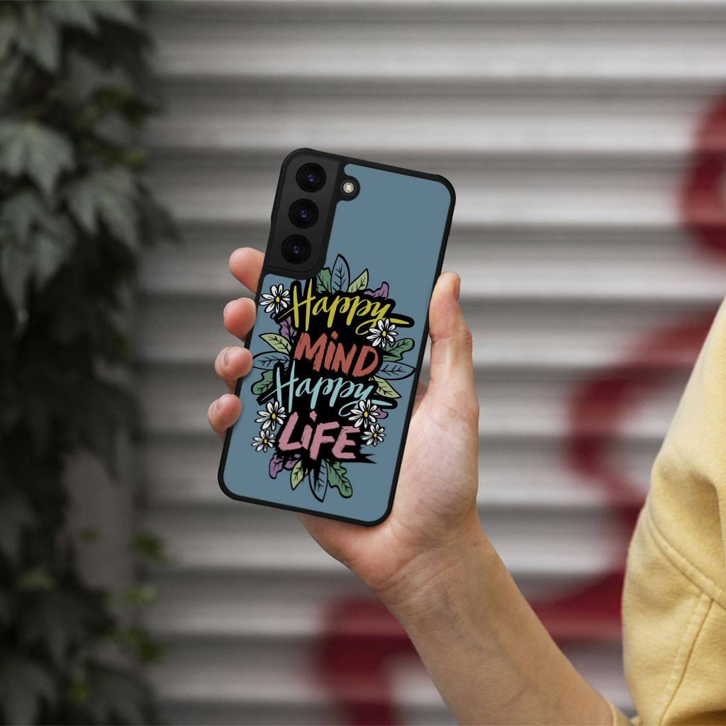 Happy Mind Happy Life Samsung S22 Phone Case – Inspirational Phone Case for Samsung S22 – Cute Samsung S22 Phone Case Happy Mind Happy Life Samsung S22 Phone Case - Inspirational Phone Case for Samsung S22 - Cute Samsung S22 Phone Case