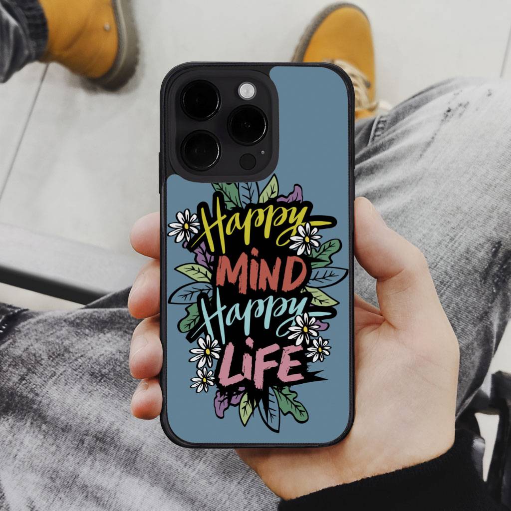 Happy Mind Happy Life iPhone 14 Pro Case – Inspirational Phone Case for iPhone 14 Pro – Cute iPhone 14 Pro Case Happy Mind Happy Life iPhone 14 Pro Case - Inspirational Phone Case for iPhone 14 Pro - Cute iPhone 14 Pro Case