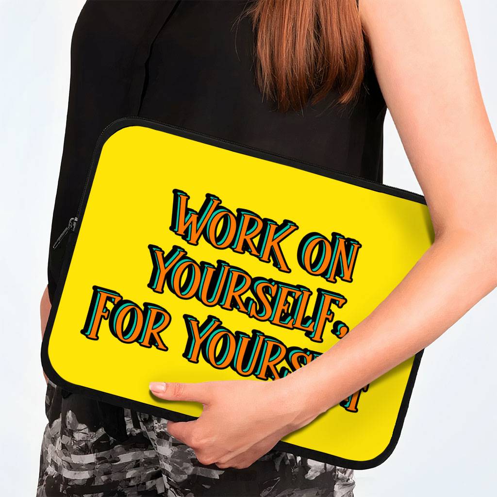 Work on Yourself HP 16″ Sleeve – Cool Laptop Sleeve – Quote Laptop Sleeve with Zipper Work on Yourself HP 16